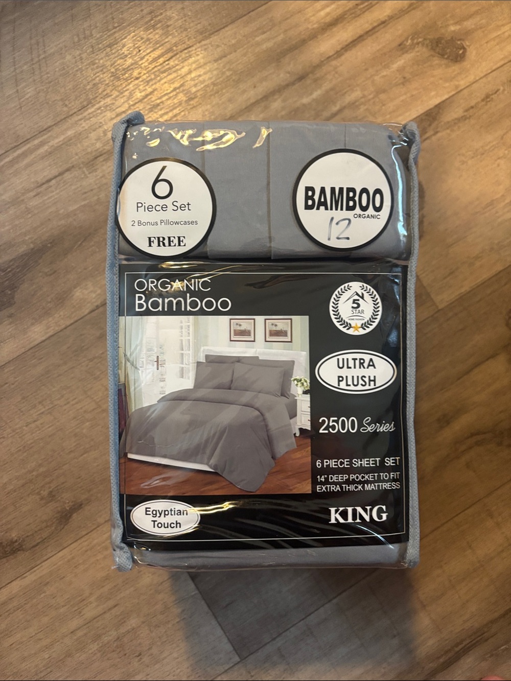 BAMBOO Organic Ultra Plush 6-Piece Sheet Set - Gray